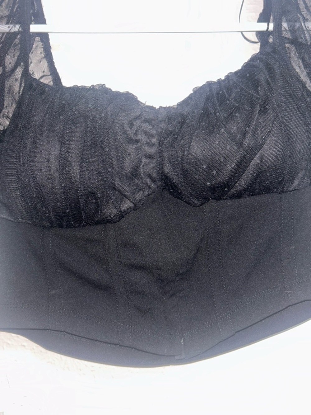 Black Lace Crop Bustier Top - Women